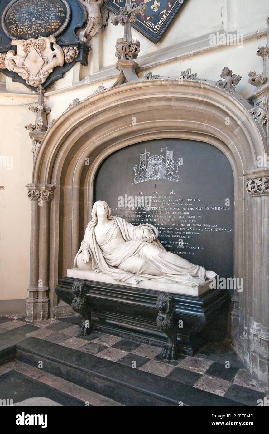 Statue representing the eternity (by Guillaume Geefs) on the tomb of Eugenie Catharine Philippe Joanne Van Ertborn, St. James Church, Antwerp, Belgium Stock Photo