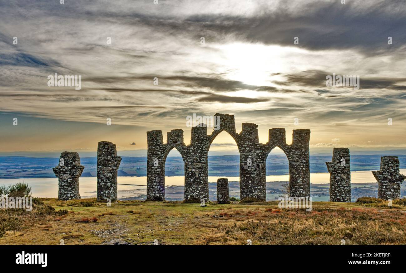 Fyrish Monument Alness Scotland arches and pillars of the structure in autumn Stock Photo