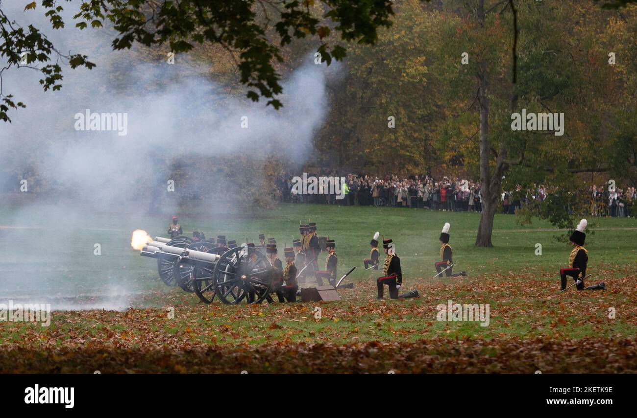 London, England, UK. 14th Nov, 2022. King's Troop Royal Horse Artillery