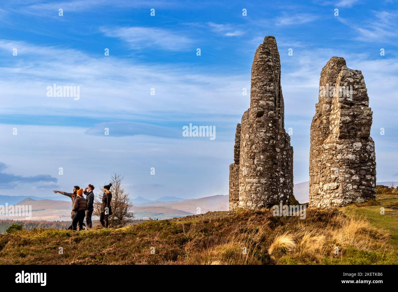Fyrish Monument Alness Scotland visitors in autumn enjoying the scenic view over the Cromarty Firth Stock Photo