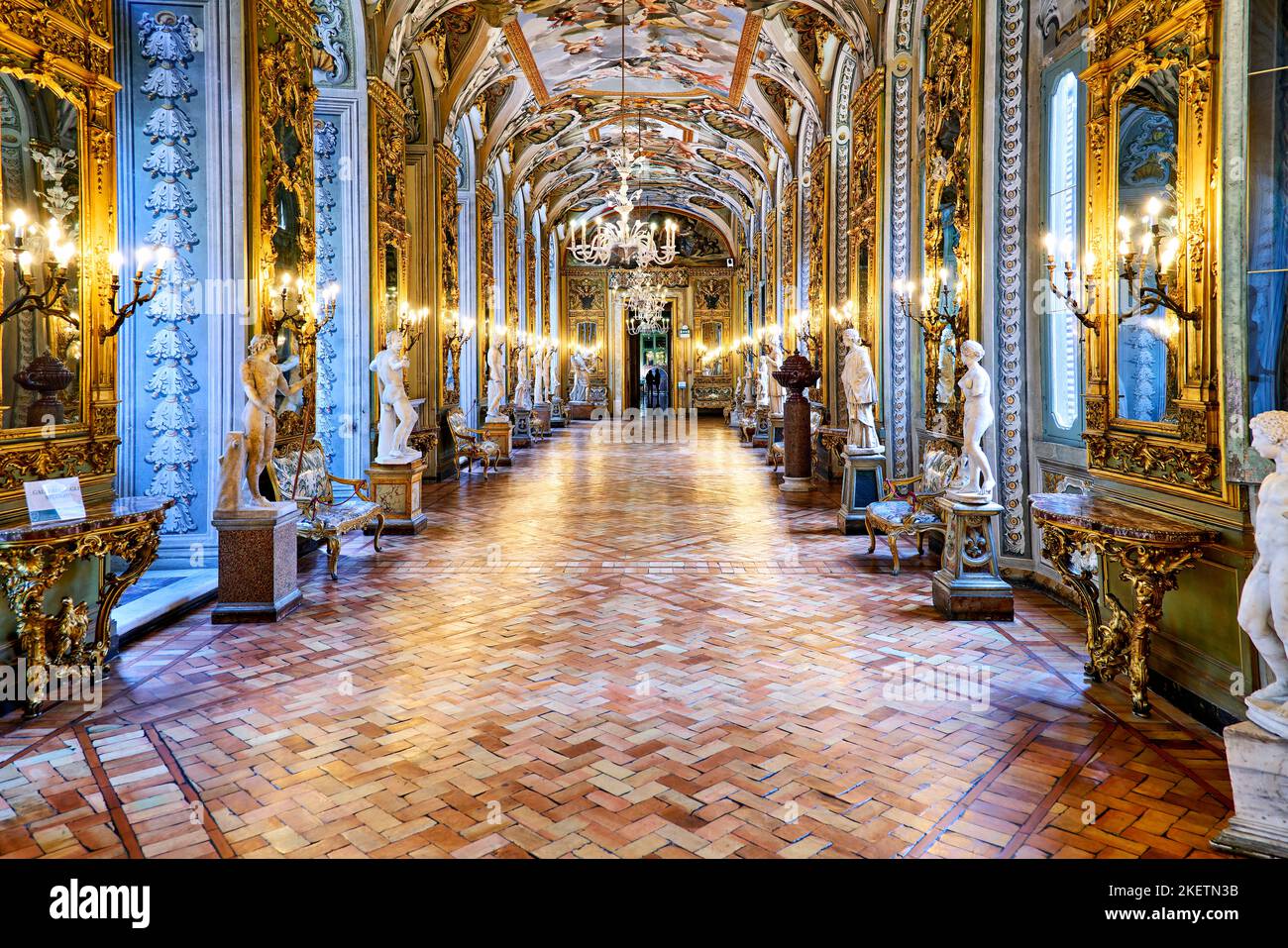 Rome Lazio Italy. The Doria Pamphilj Gallery is a large art collection housed in the Palazzo Doria Pamphilj. Galleria degli specchi (mirrors gallery) Stock Photo