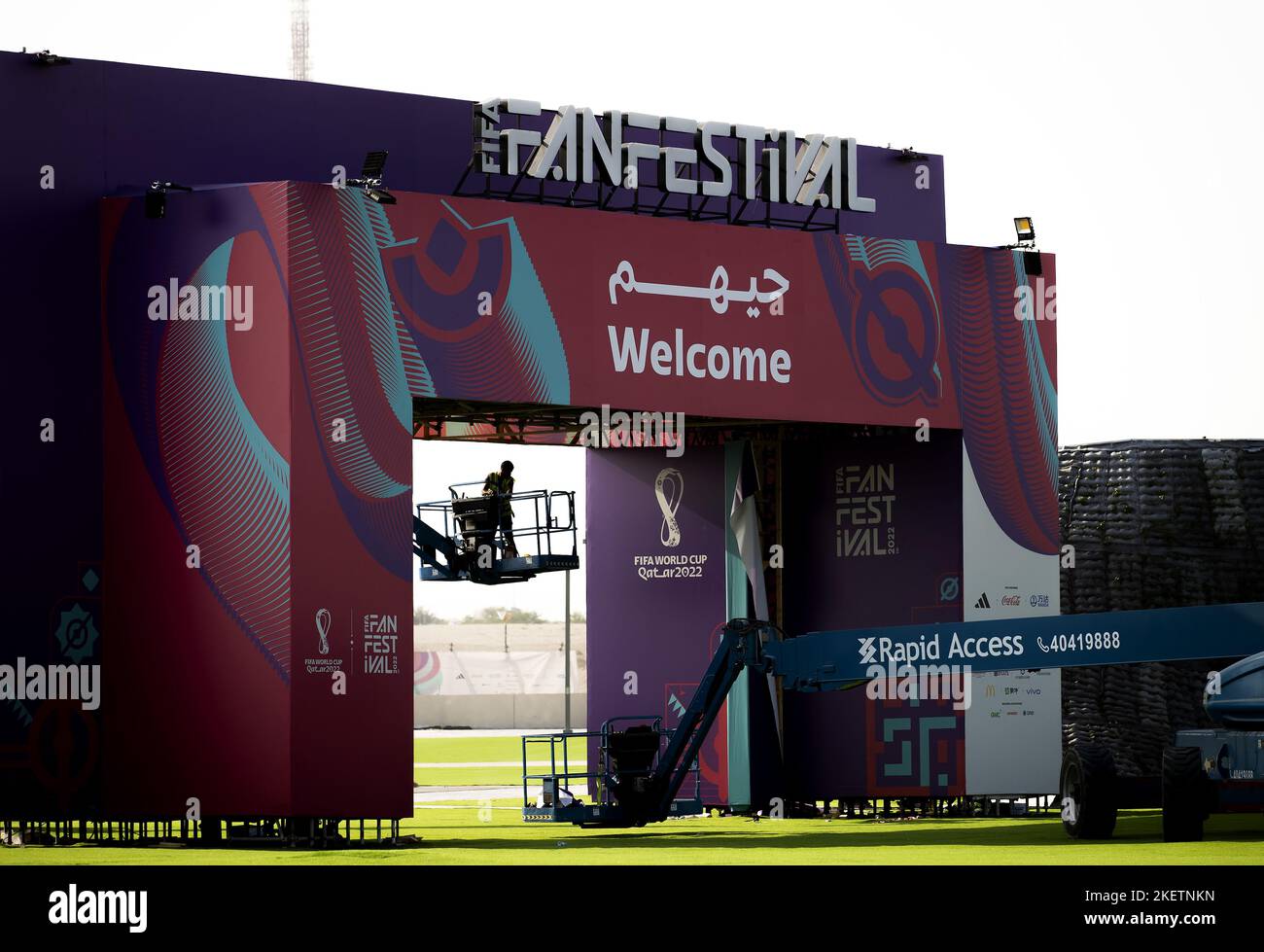 DOHA Work on a fan zone in Al Bidda Park in Doha. Qatar is awaiting