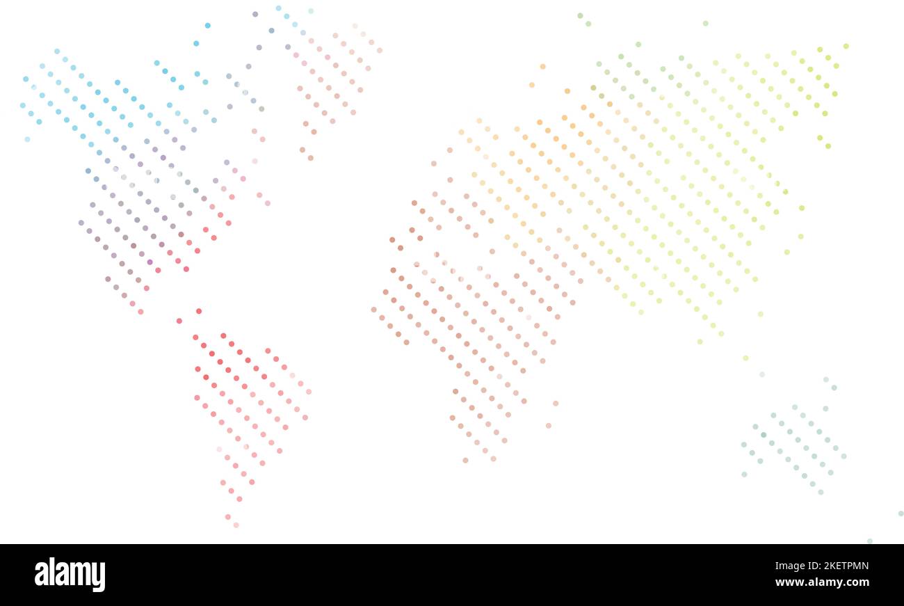 Dotted map of World. Colorful halftone design. Simple flat vector illustration. Stock Vector