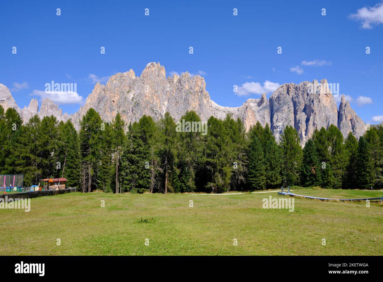 Panoramas of the Alpe Ciampedie, Vigo di Fassa, Val di Fassa, Trento, Trentino Alto Adige, Italy Stock Photo