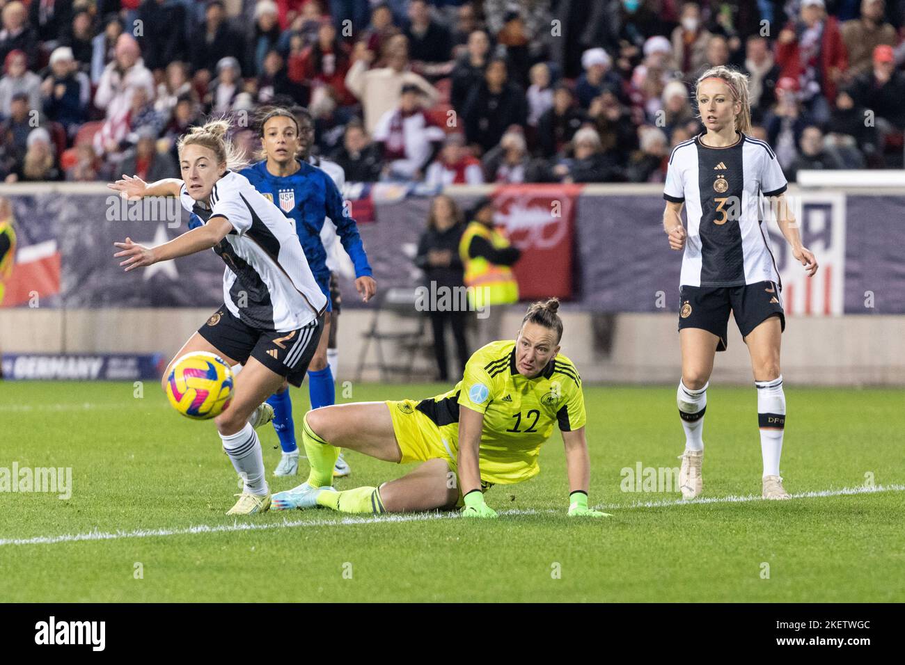 Goalkeeper Almuth Schult (12) of Germeny defends during friendly match ...