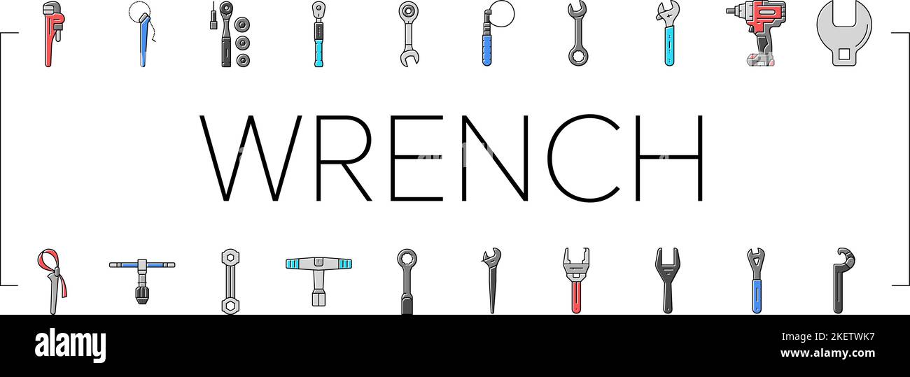 wrench tool spanner repair icons set vector Stock Vector Image & Art ...