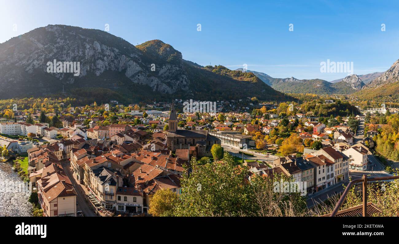 Pretty village of Tarascon sur Ariège, in Ariège, in Occitanie, France Stock Photo