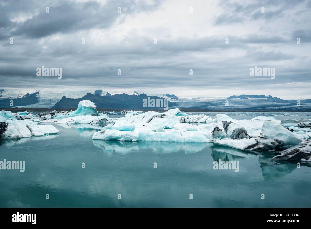 Icebergs in Jokulsarlon glacier lagoon, arctic landscape, Iceland Stock Photo