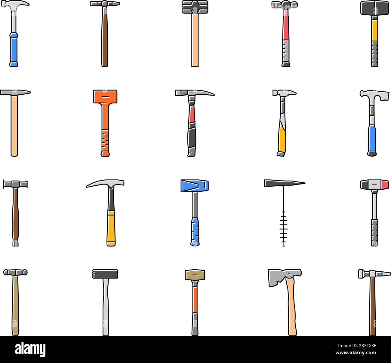 hammer tool construction icons set vector Stock Vector Image & Art - Alamy