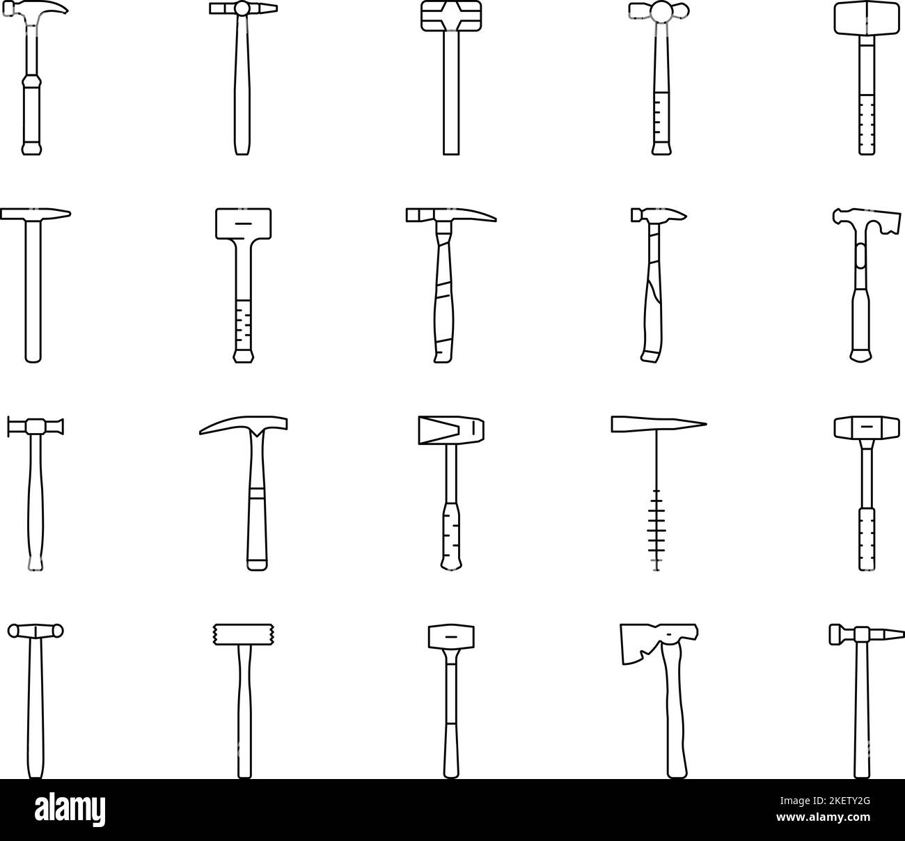 hammer tool construction icons set vector Stock Vector Image & Art - Alamy