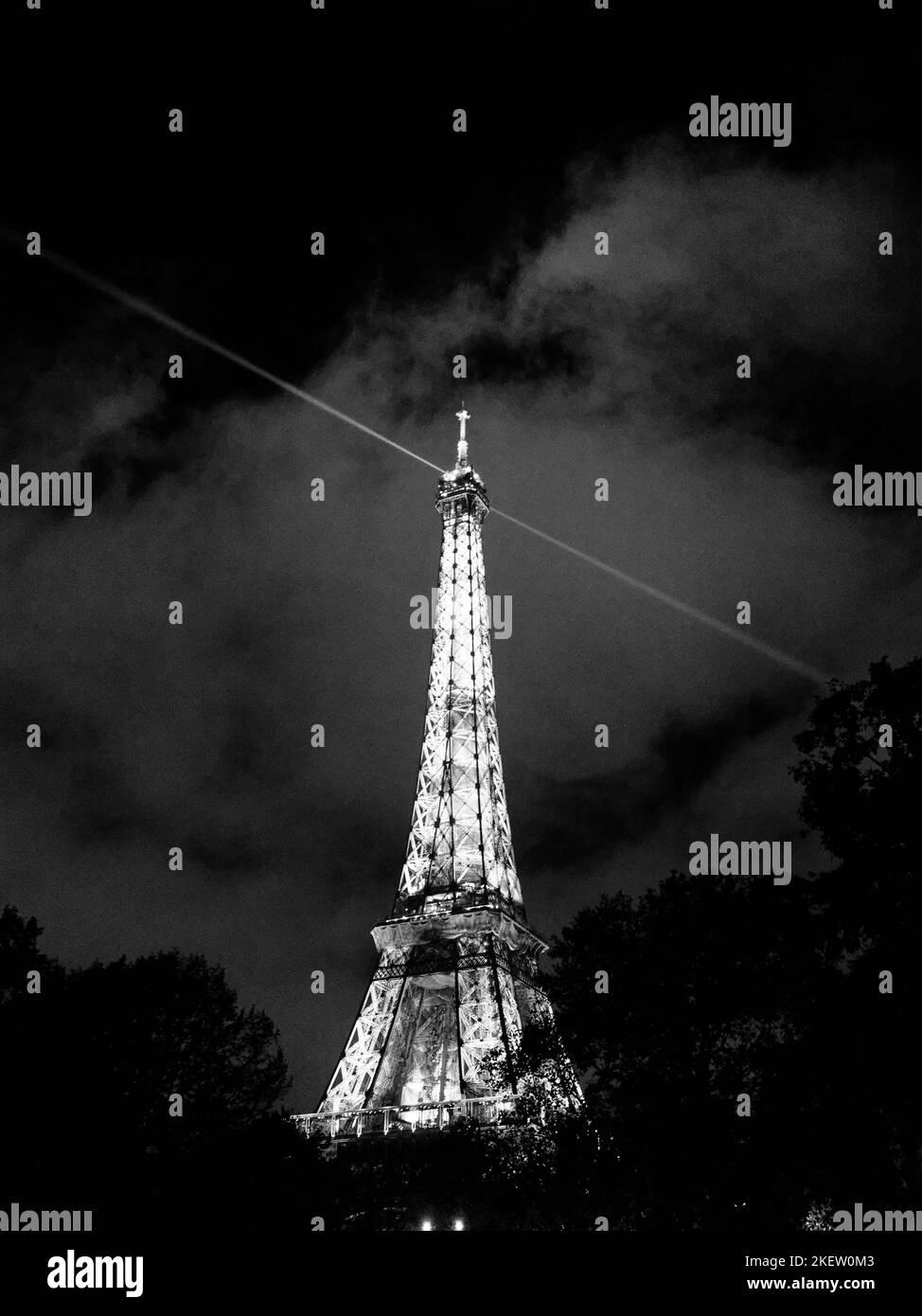 Black and White Landscape of Eiffel Tower, Paris, France, Europe. Stock Photo
