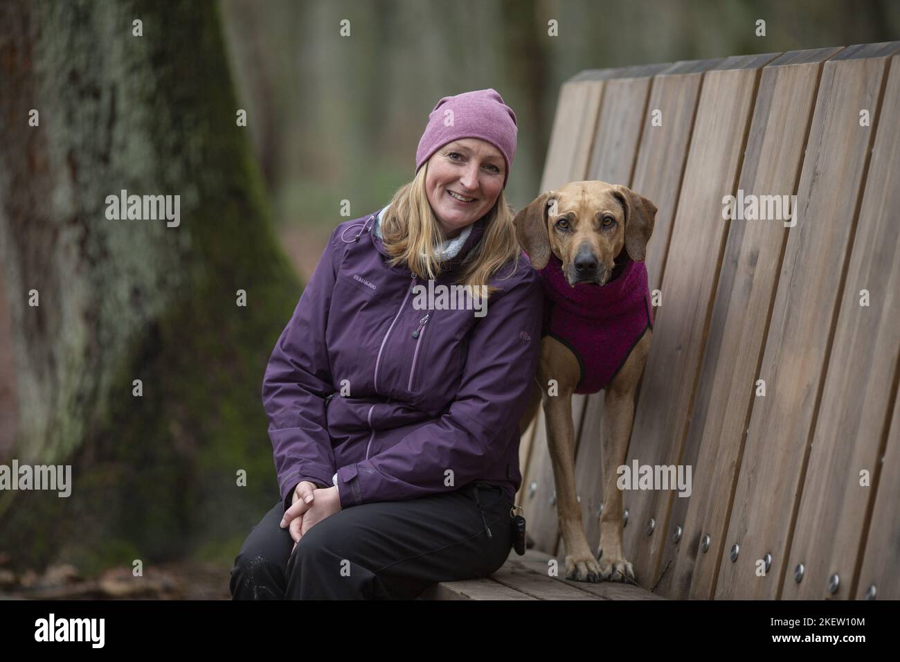 woman and Rhodesian Ridgeback Stock Photo - Alamy