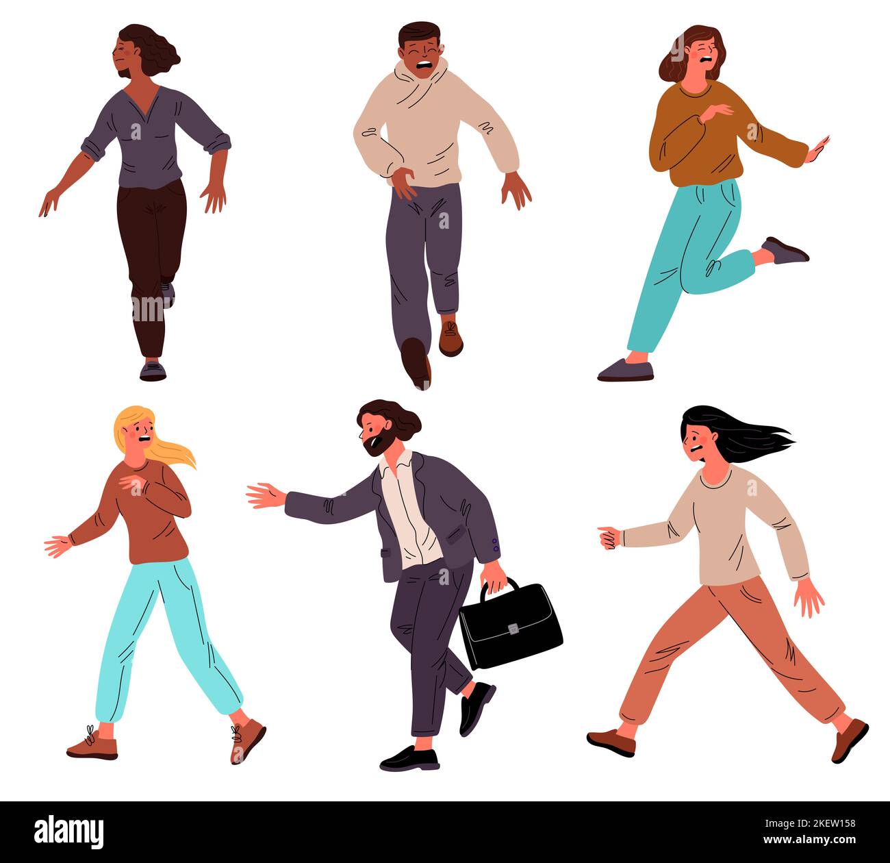 People Running Scared Cartoon