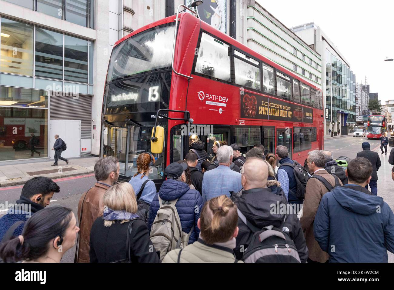 TFL Tube strike takes place today. Pictured Long bus queues form