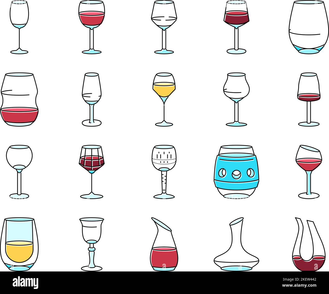 wine glass red drink alcohol icons set vector Stock Vector Image & Art ...