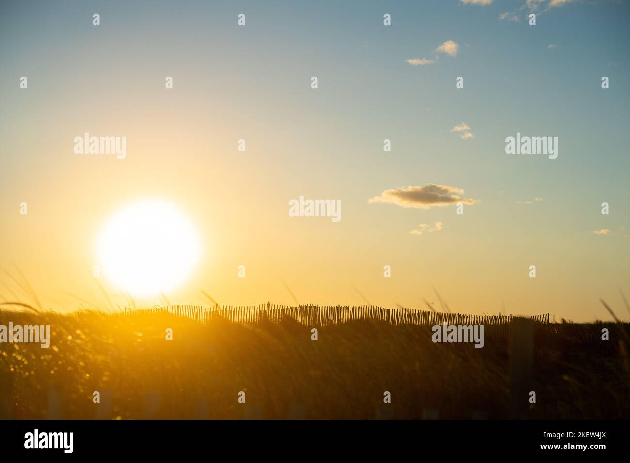 sun setting over the beaches of the hamptons in long island ny Stock Photo