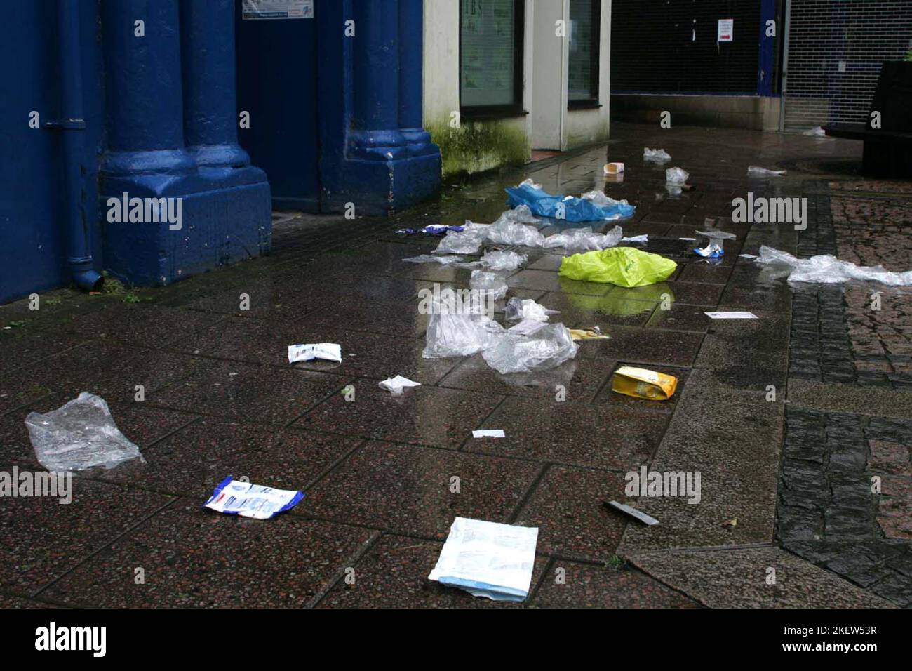 Ayr, Ayrshire, Scotland, UK. Litter strewn streets around the county