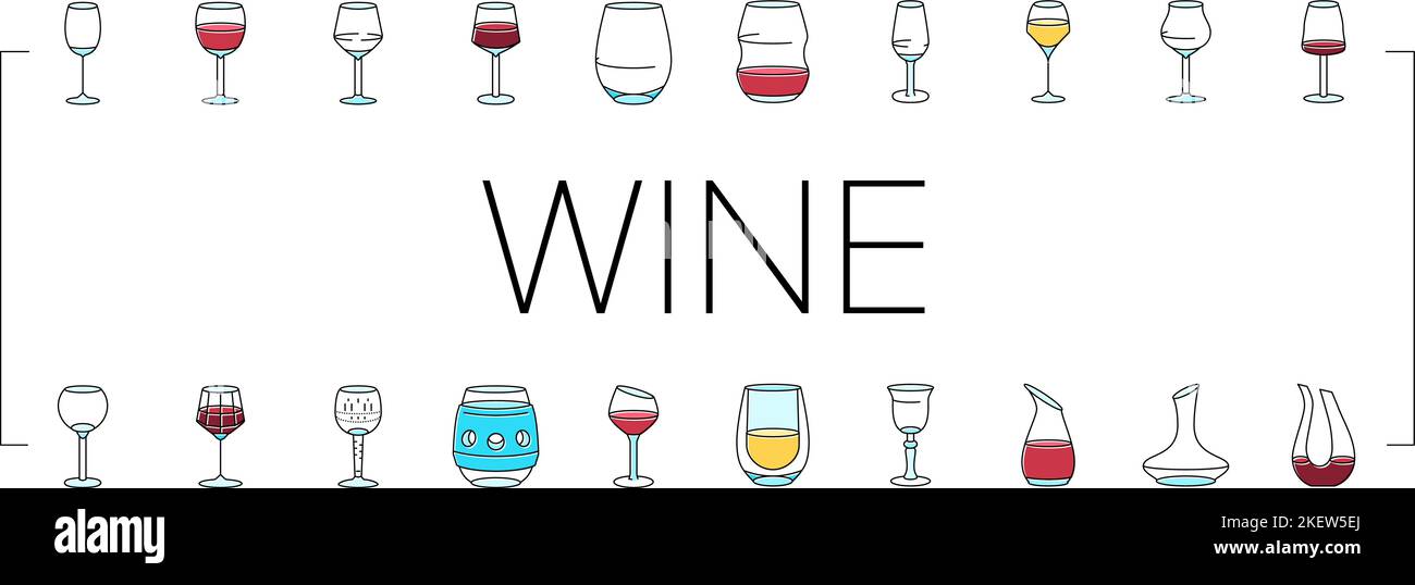 wine glass red drink alcohol icons set vector Stock Vector Image & Art ...