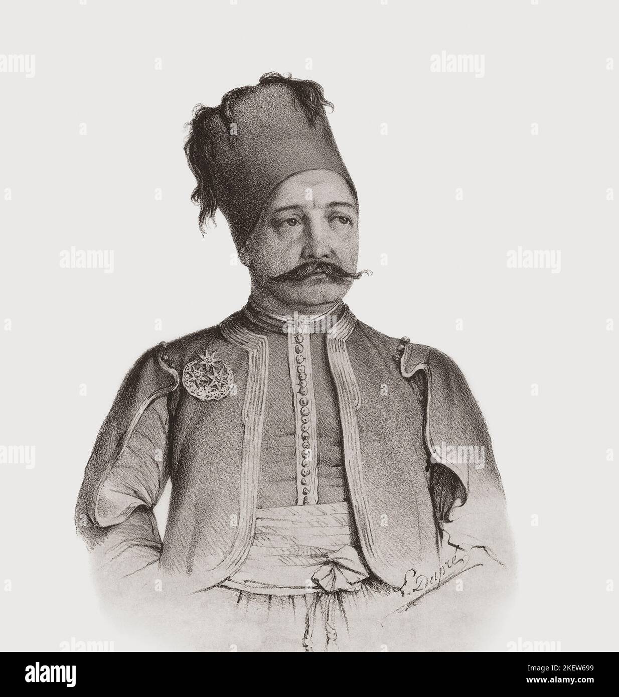 Joseph Anthelme Sève, 1788 – 1860.  Alias Suleiman Pasha, in later life.  Known in Egypt as Soliman Pasha al-Faransawi or Süleyman Pasha the Frenchman.   After serving in the French army during the Napoleonic Wars Seve worked with the Egyptian army training officers. Stock Photo