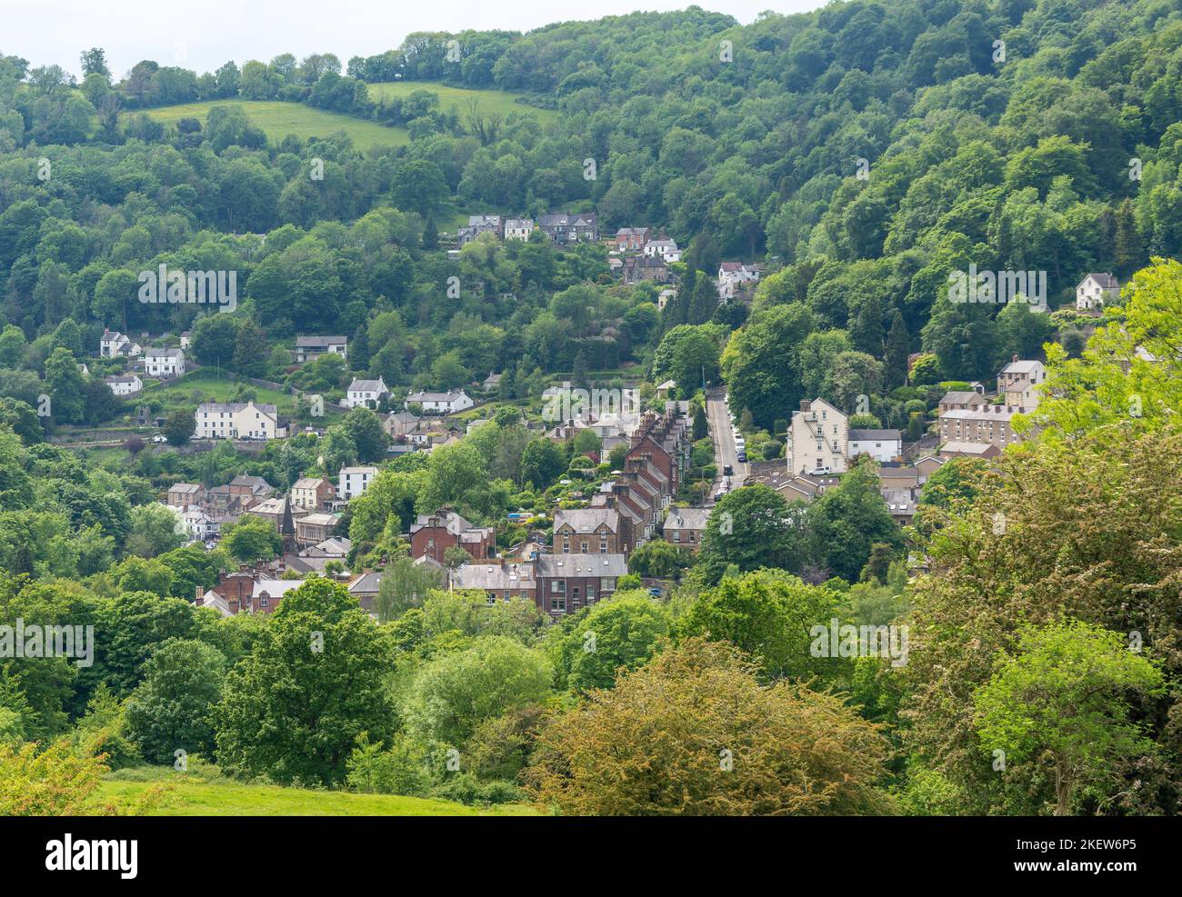 Peak district aerial view of village matlock bath centre derbysh hires stock photography and