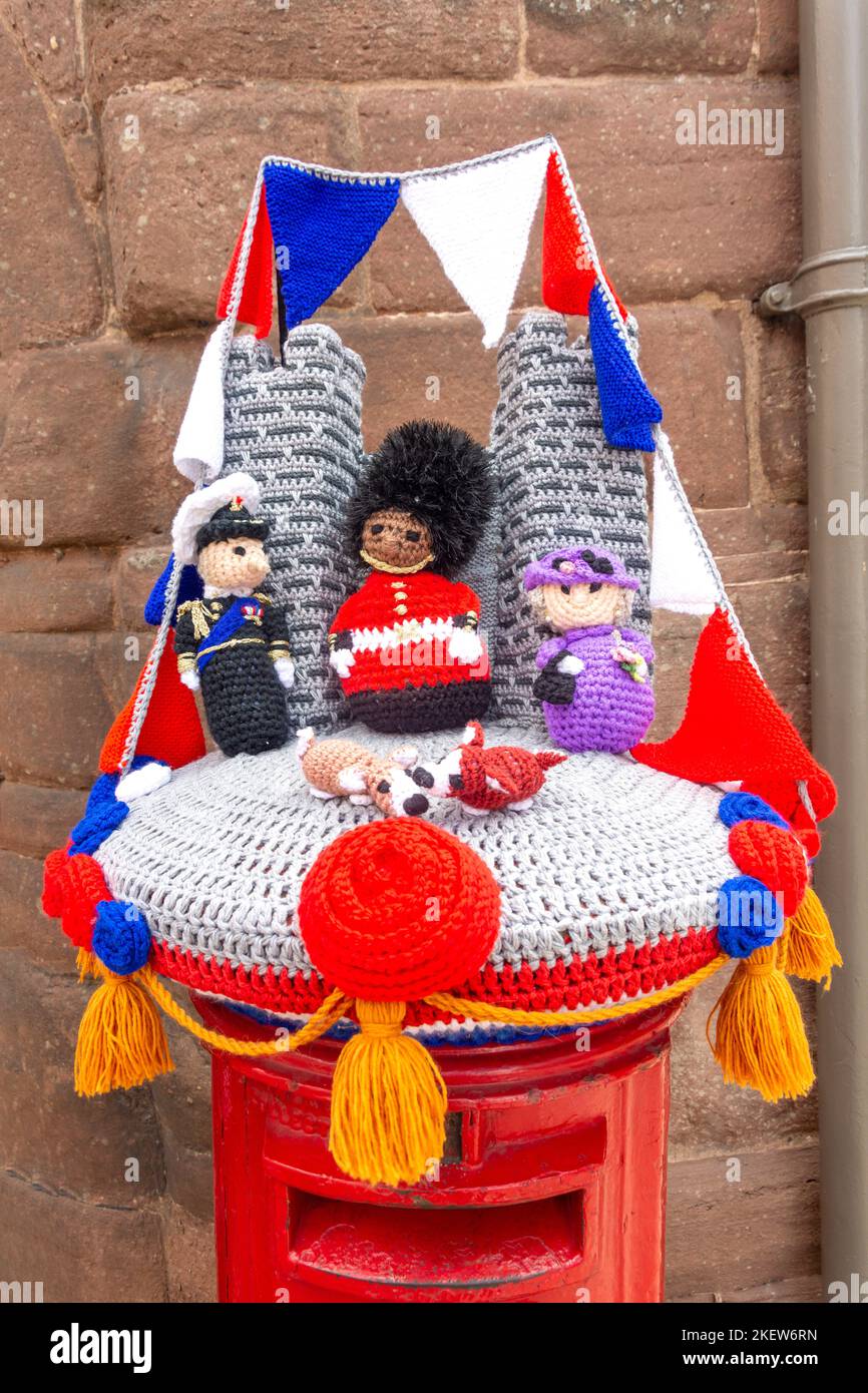 Royal mail pillar box with crocheted cap market place ross on wy hires