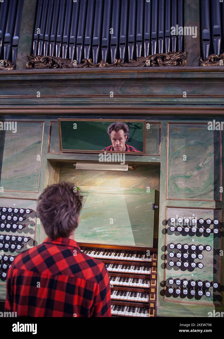 Organist, "Gunnar idenstam", playing the pipe organ in Jacob church