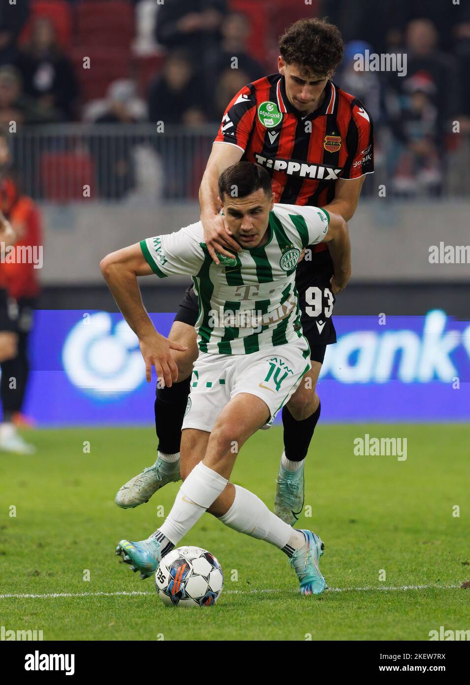 Amer Gojak of Ferencvarosi TC celebrates after scoring a goal with