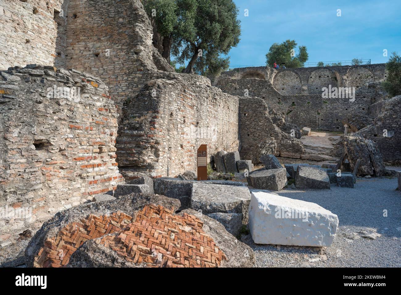 Catullus villa, view of the ruins of an old Roman building believed to be the villa of Catullus - the Grotte di Catullus, Sirmione, Lake Garda, Italy Stock Photo
