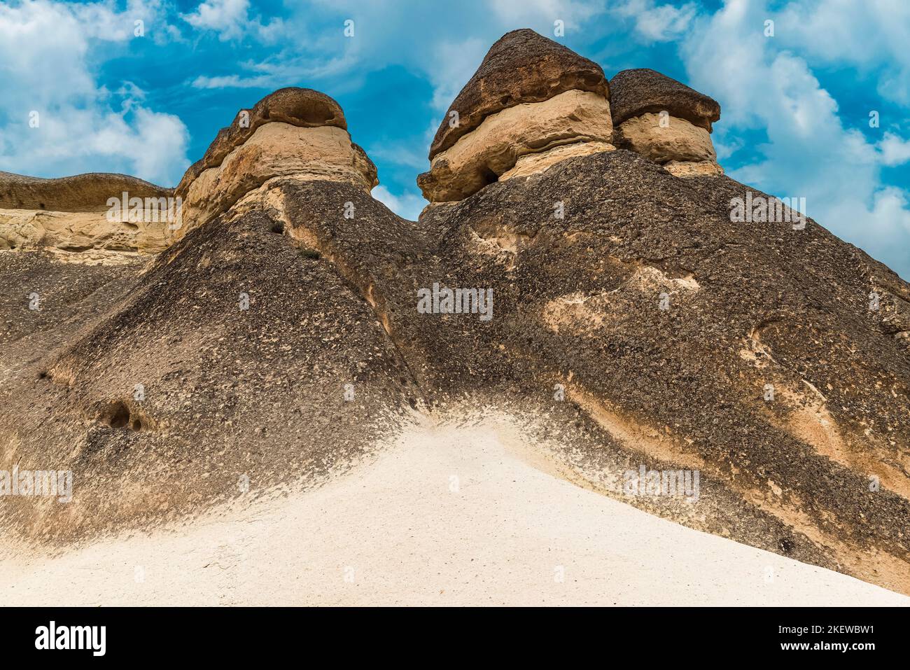 detail of rock formations in the love valley in turkey Stock Photo