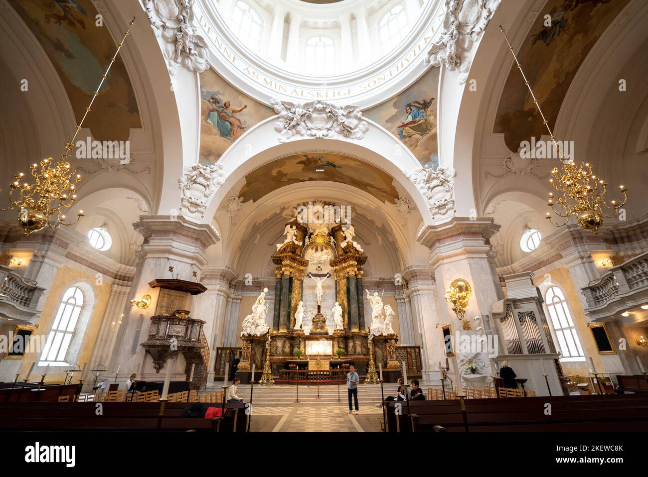 STOCKHOLM, SWEDEN: Beautiful interior design, Gustaf Vasa church. Gustaf Vasa kyrka- designed by Swedish architect Agi Lindegren (Baroque Revival) Stock Photo