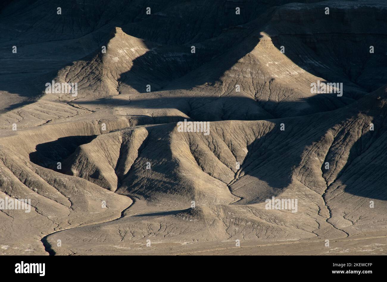 Eroded Badlands, "Moonscape Overlook", Hanksville, Utah Stock Photo