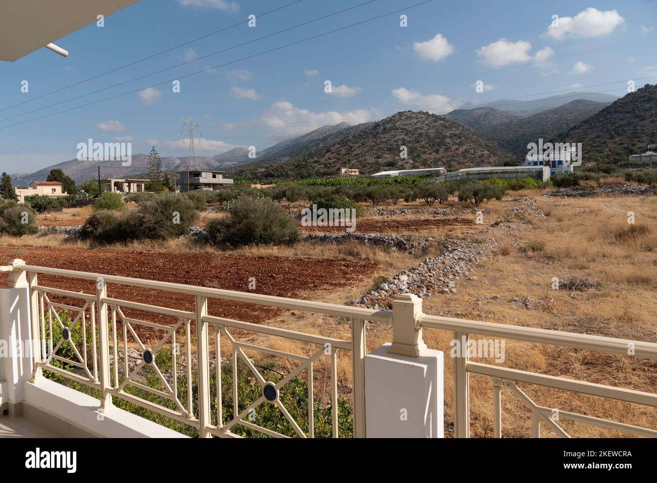 Malia, Crete, Greece. 2022. Rural farming landscape with a backgrouns ...