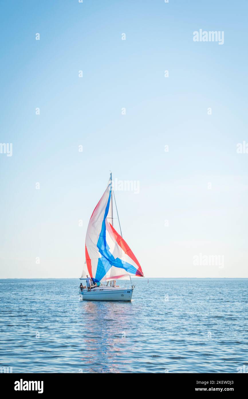 Summer in Parnu stone jetty Estonia Stock Photo