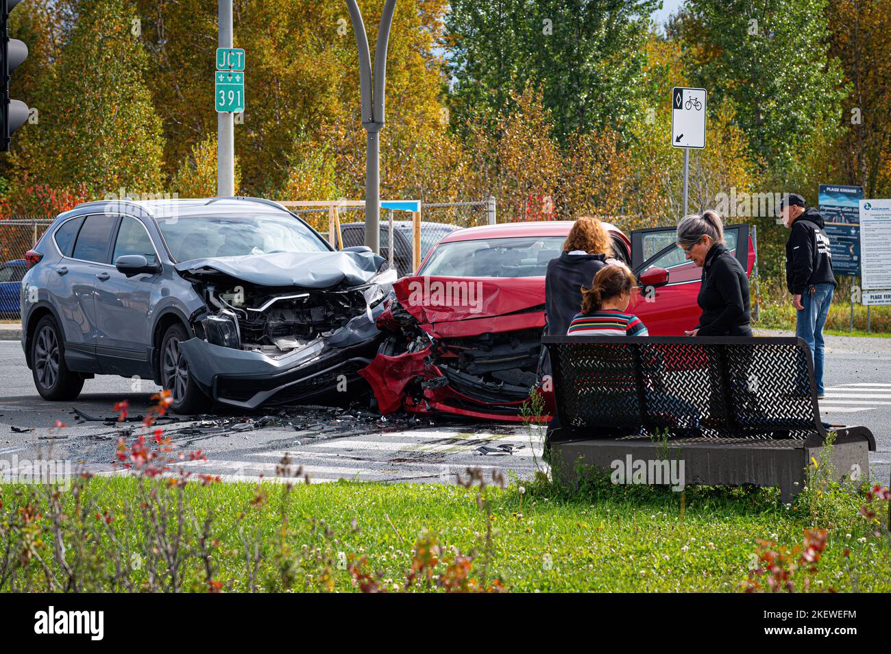 RouynNoranda, Quebec, Canada, 20220926 Accident with two cars, face