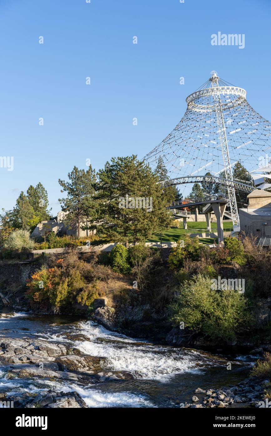 Site of the 1974 World's Fair, Spokane, Washington is the smallest city ever to host the World's Fair. Stock Photo