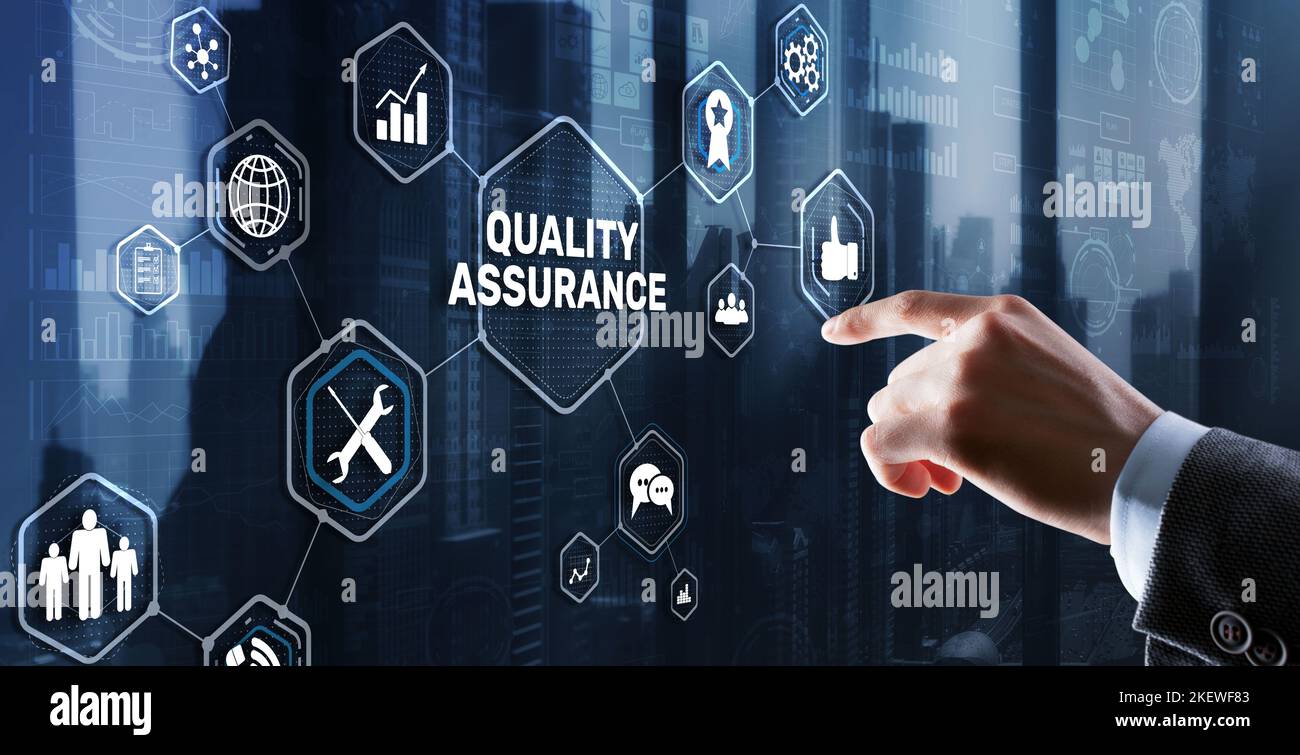 Quality Assurance ISO DIN Service Guarantee Standard Retail Concept. Stock Photo