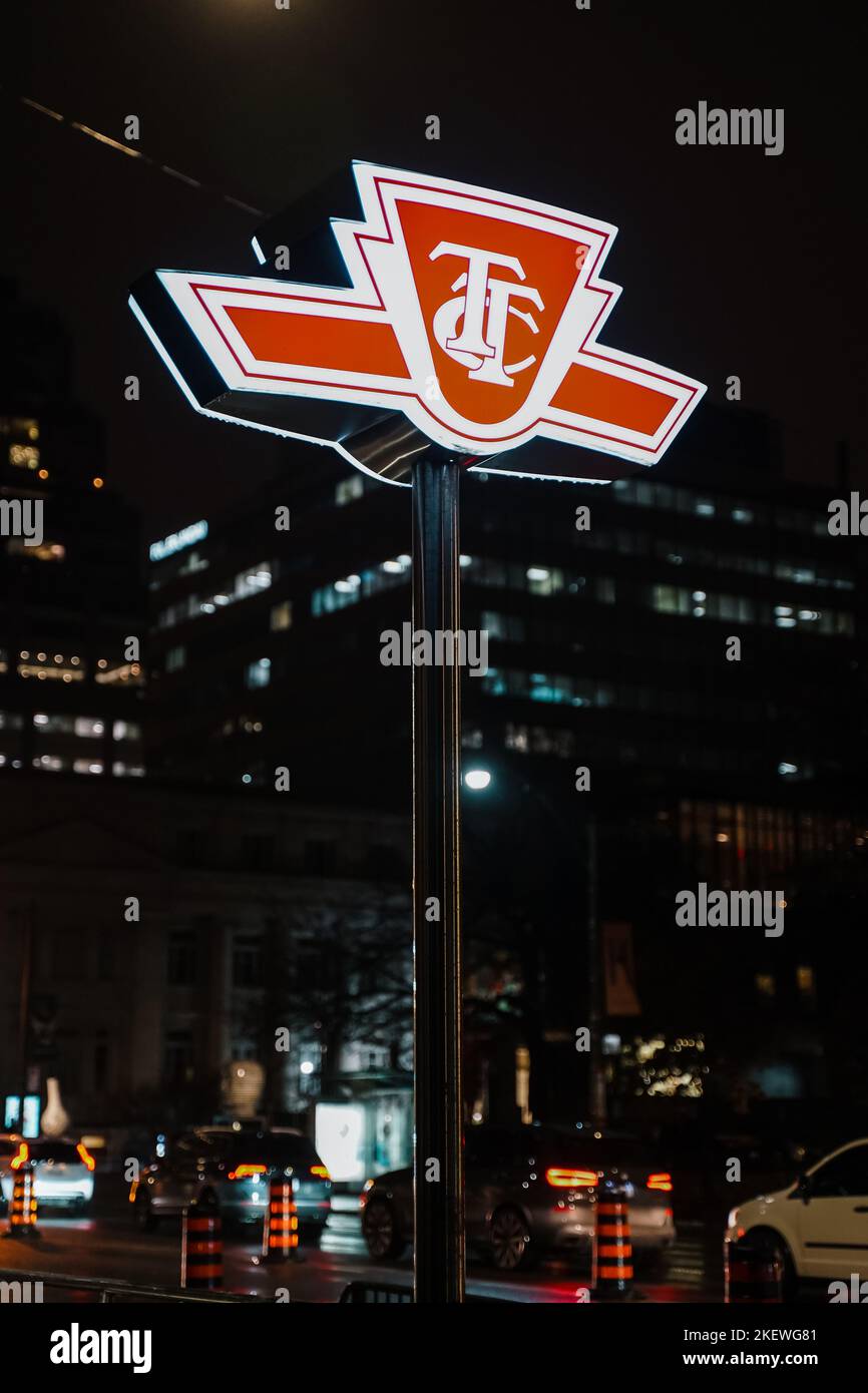 Toronto transit commission TTC sign is the public transportation system in Toronto Canada Stock Photo