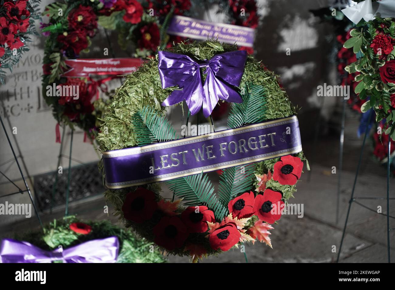 Flower wreaths, remembrance day November 11 Stock Photo