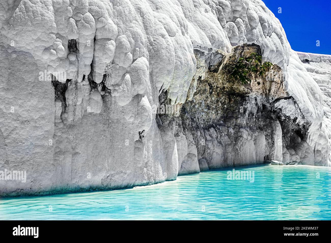View of natural travertine pools and terraces in Pamukkale. Cotton castle in southwestern Turkey Stock Photo