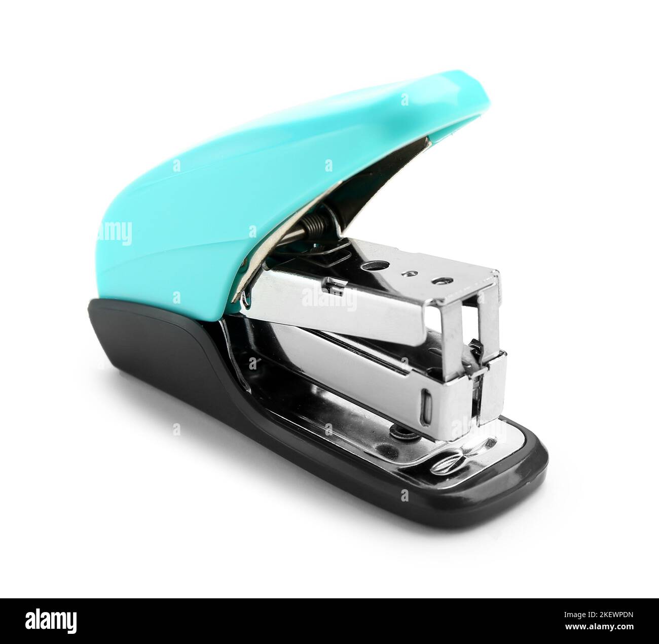 Blue office stapler on white background Stock Photo - Alamy
