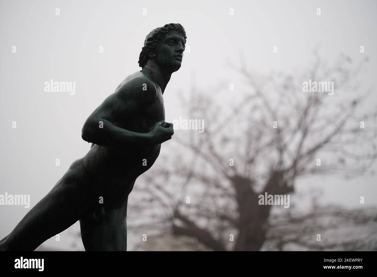 Greek Runner Statue Stock Photo Alamy