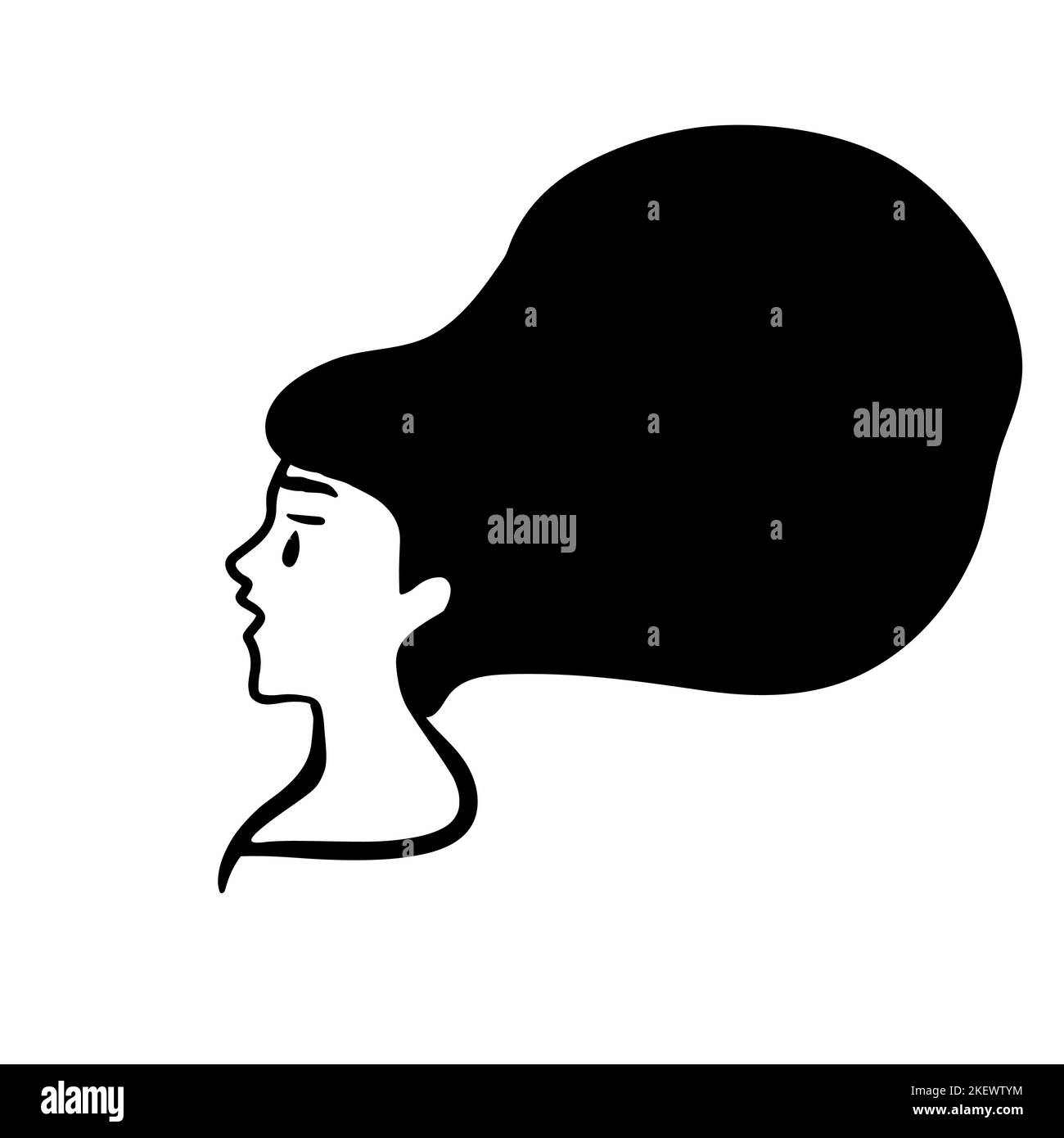vector illustration woman s face crying . woman crying. Doodle Mental health problem, sadness, illness, depression. Weeping girl. Tear on sad female Stock Vector