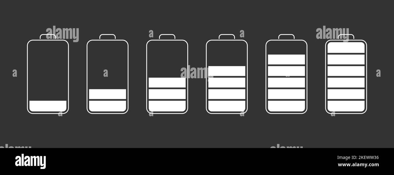 Battery charge level indicators. Discharged and fully charged battery ...