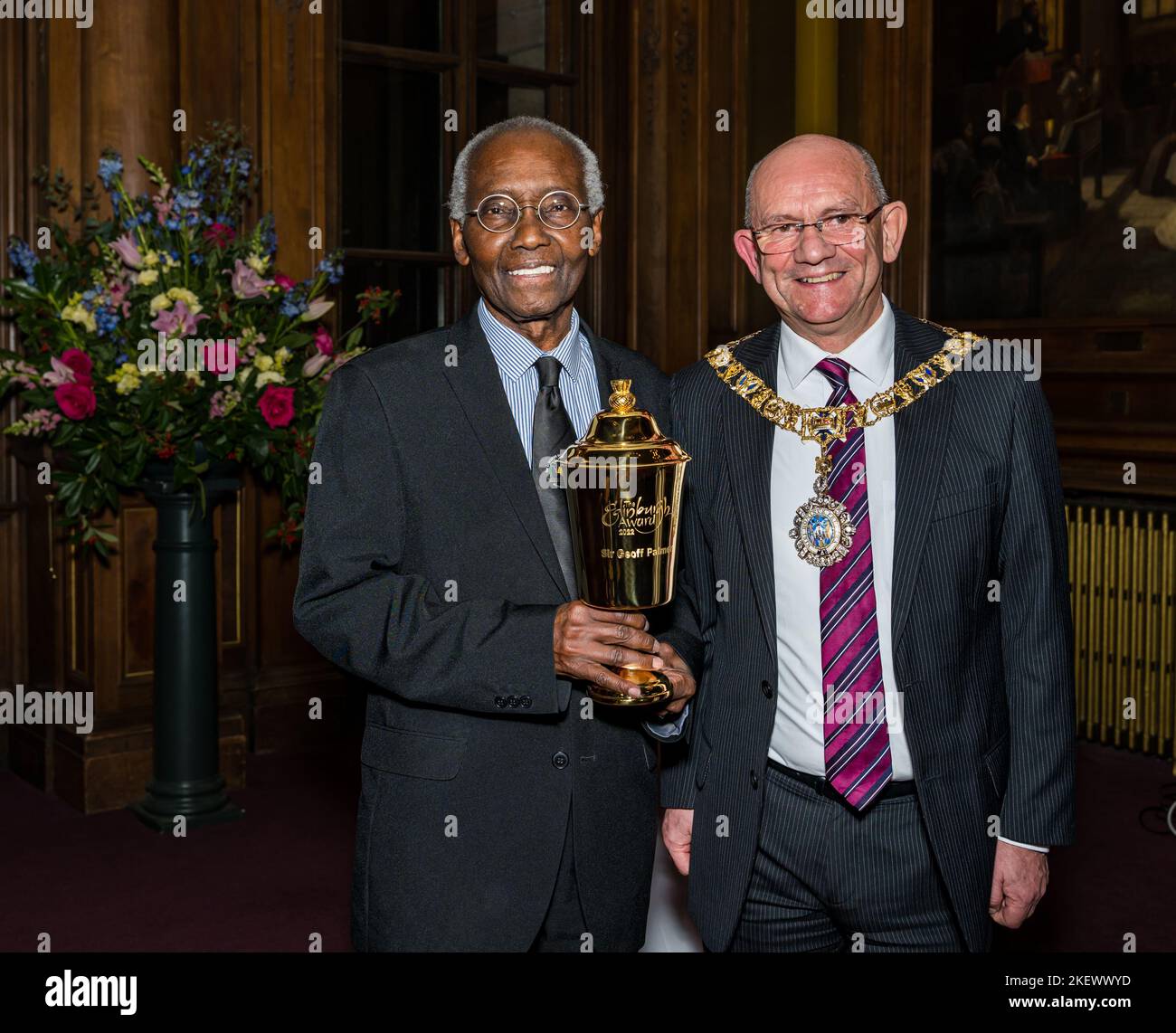 Edinburgh, Scotland, UK, 14th November 2022. Sir Geoff Palmer receives Edinburgh Award 2022