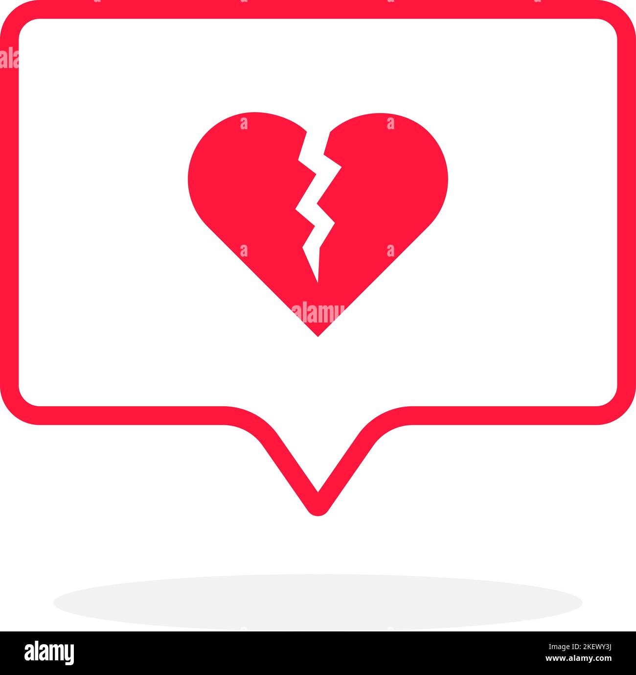 broken heart like thin red instant message Stock Vector