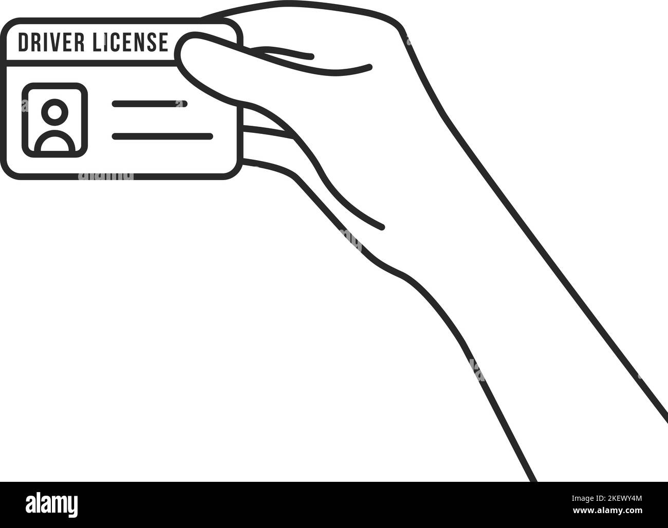 hand holding thin line driver license Stock Vector
