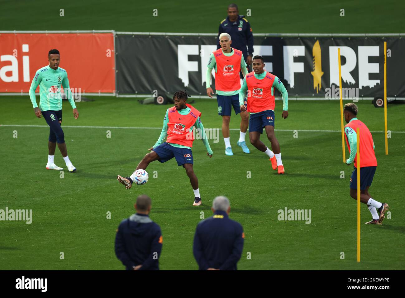 Turin, Italy, 14th November 2022. Eder Militao, Fred, Pedro, Alex Sandro and Rodrygo during the Brazil training Session at Juventus Training Centre, Turin. Picture date: 14th November 2022. Picture credit should read: Jonathan Moscrop/Sportimage Stock Photo