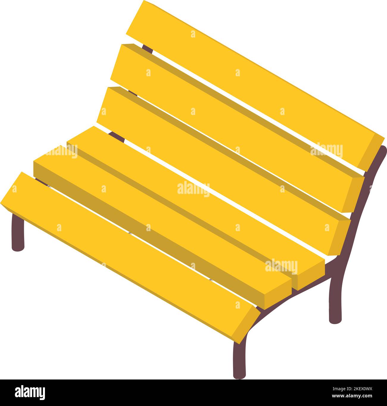 Outdoor bench icon isometric vector. New yellow empty wooden bench with ...