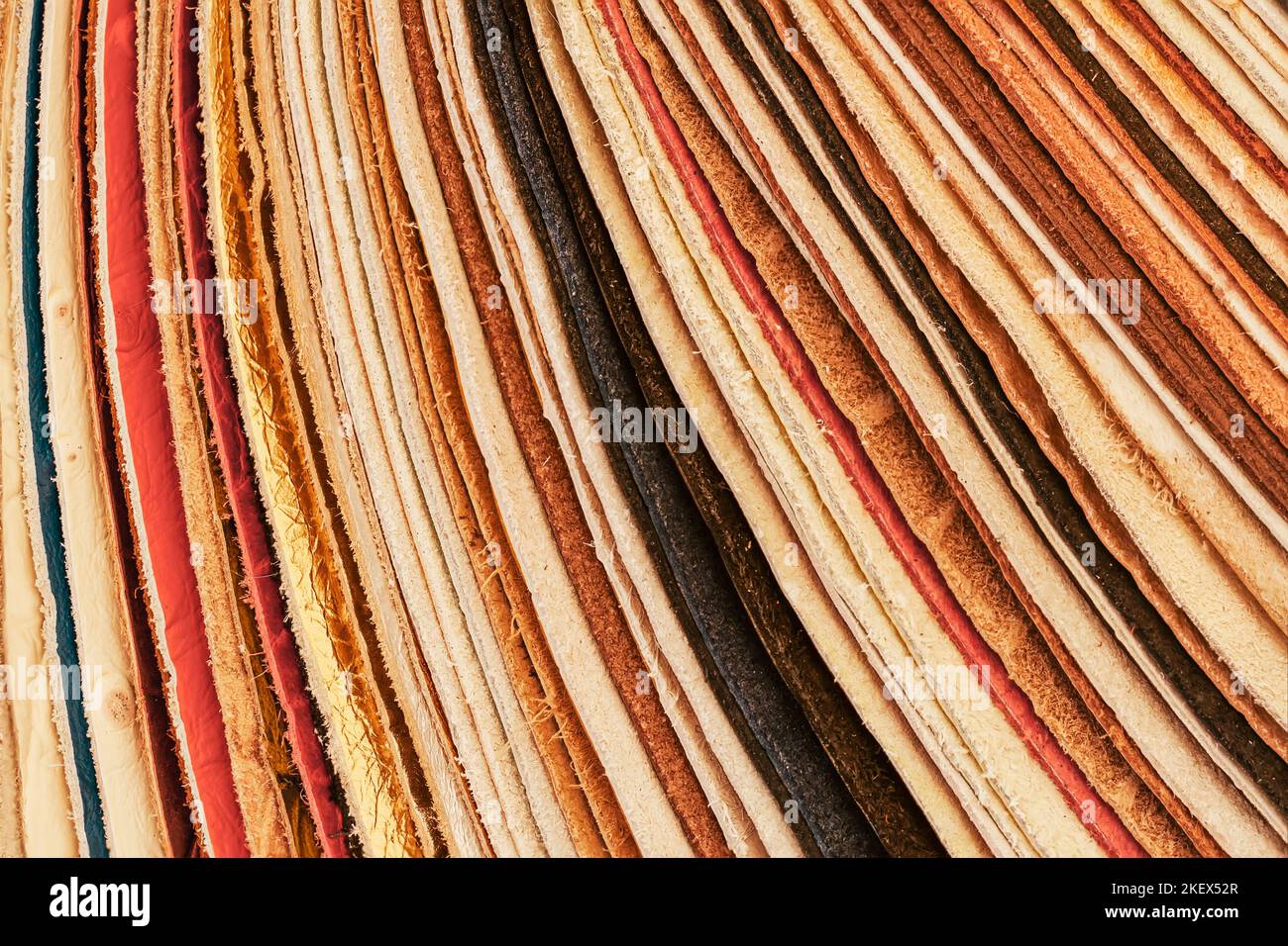 Abstract background of multicolored leather catalog, variation, choice of different colors Stock Photo