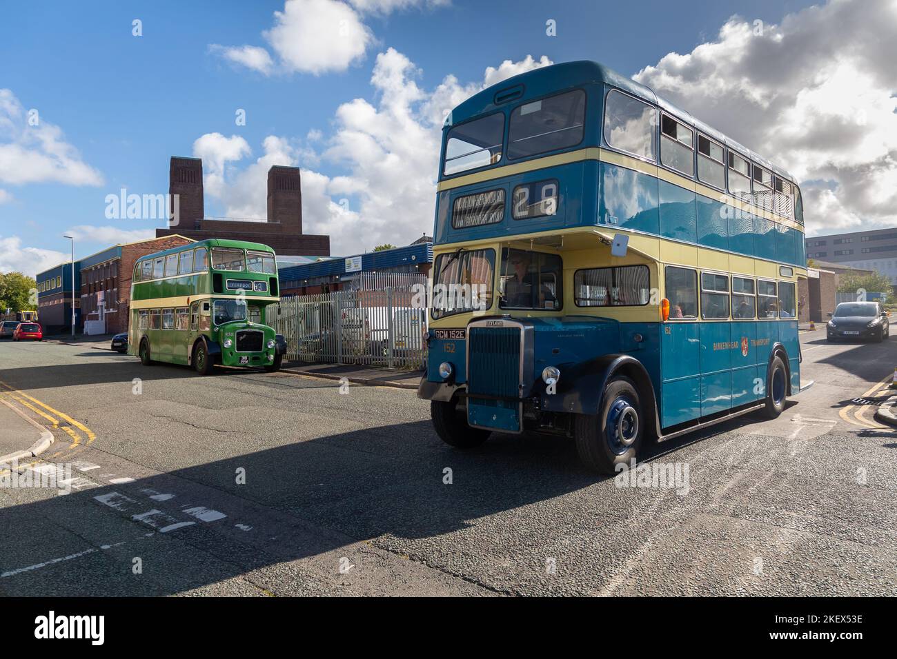 Birkenhead, UK: Massey bodied Leyland Titan PD2 double decker bus, registration GCM 152E, Wirral Transport Museum Stock Photo